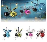 Solar Bees Lights Outdoor, Hanging Bee Solar Garden Light, 2025 New Hanging Insect Simulation Light, Garden Bees Lantern, LED Bugs Bee Ornament for Patio Yard Pathway Housewarming Gifts (Gold)