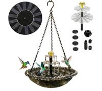 Solar Bird Bath - Cascading Water Pump Sprayer, Powered Fountain Basin | Hummingbird Garden Pool Decor, Patio , Pathway Deck Wild Traction, Floating Spray Head Backyard Ro