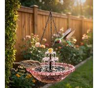 Solar Bird Bath Fountain Hanging Outdoor: 2-in-1 Solar Powered Waterfall & Bird Feeder - Large Weatherproof Water Feature for Outdoor, Gardens and Balcony Decoration (Purple)
