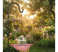 Solar Bird Bath Fountain Hanging Outdoor: 2-in-1 Solar Powered Waterfall & Bird Feeder - Large Weatherproof Water Feature for Outdoor, Gardens and Balcony Decoration (Pink)