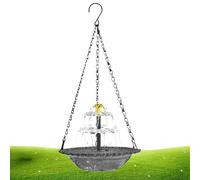 Solar Bird Bath Fountain - Outdoor Water Feature, Hanging Bowl Pump System, Weather Resistant Garden Decor, Chain Hook Mounted Design| Decorative Water Display for Patio Balcony Wildlife Attraction
