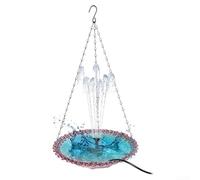 Solar Bird Bath Fountain Outdoor Water Feature with Metal Stand Plastic Basin Garden Decoration for Wild Birds Bathing Drinking Feeding Station Weather Resista(Purple)