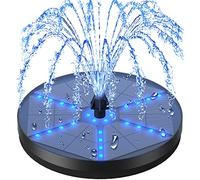 Solar Bird Bath Fountain Pump, GAIZERL Upgraded 4W Solar Water Fountain Built-in 4000 Capacity Battery with Fixer and 7 Nozzle Solar Powered Fountain Pump for Garden, Pond, Pool, Fish Tank, Outdoor