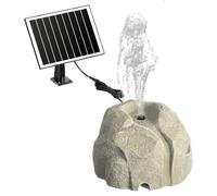 Solar Bird Bath Fountain, Realistic Granite Rock Solar Garden Fountain with Auto Dry Shut-off & Filter for Birdbath Outdoor, Pond, Patio Garden, White