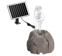 Solar Bird Bath Fountain, Realistic Granite Rock Solar Garden Fountain with Auto Dry Shut-off & Filter for Birdbath Outdoor, Pond, Patio Garden, Gray.