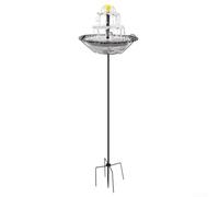 Solar Bird Bath Fountain with Stand: Traditional Pedestal Birdbath for Yard Decor - Outdoor Water Feature - Multiple Spray Patterns for Birds(Grey)