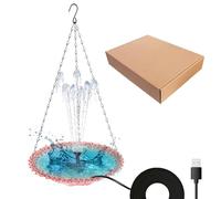 Solar Bird Drinker Fountain - Hanging Bath Feeder for Outdoors Soothing Tranquil Water Feature Including Feeder Area(Pink)