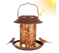 Solar Bird Feeder - Waterproof Metal Backyard Lantern Decor, Not Easy to DeformHollow Wild Bird Feeders | Birds Feeder for Balcony Patio Garden Window Deck Lawn Wildlife Attraction