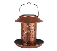 Solar Bird Feeder - Waterproof Metal Lantern, Wild Bird Feeder Garden Decorative Lighting | Balcony Hanging Lawn Outdoor Patio Terrace Lawn