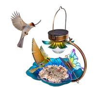 Solar Bird Feeders For Outdoors, Metal Hanging Wild Bird Feeders With Solar Lamp, Waterproofing Bird Feeder For Patio Garden Decor