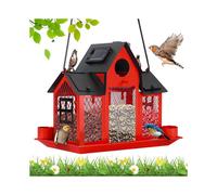Solar Bird Feeders House for Outside Hanging, Metal Wild Bird Feeder for Outdoors, Large Cardinal Bird Feeder Birdhouses