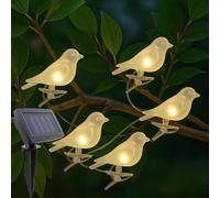 Solar Bird String Lights, 5 Clip-On Birds, 320cm Length, Rotating Clips, Weatherproof, Warm White LEDs, Solar Panel with Stake, Outdoor Garden Decor