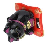 Solar Black Lucky Cat - Ideal Gift for Business with Waving Arm