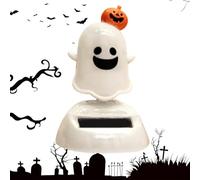 Solar Bobble Heads Figurines Halloween Solar Powered Bobble Head Toy Solar Ghost Shaking Head Ornament Car Dashboard Decorations Automatic Cute Halloween Solar Dance Figurines For Desk Window Bedroom