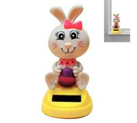 Solar Bobblehead Bunny - Solar Dancing Figurine, Solar for Car | Easter Rabbit Solar Powered Dancing Toys, Bunny Car Shaking Head Dancer Doll, Cute Bunny Swing Figurines for Car