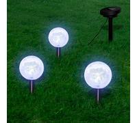 Solar Bowl 3 LED Garden Lights with Spike Anchors & Solar Panel