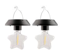 Solar Bright Lighting, Outdoor Energy Lanterns, 2X Led Lantern with Bright Beam, Weatherproof Metal Fixture, Modern Garden Style, Backyard Patio Home Dorm Outdoor Use Lights