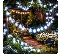 Solar Bubble Ball String Lights Outdoor, 10.9M 60 LED Cool White Fairy Lights, Waterproof Solar Powered Crystal Globe Lights with 8 Modes for Garden, Patio, Yard, Tree, Wedding & Party Decor (60)