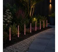 Solar Bubble Path Lights 8 Pack - Colour Changing LED Garden Stakes | 8 Connected Lights, RGB Colour Changing, Crystal Bubble Tubes, Waterproof, Solar Powered, Auto Dusk to Dawn