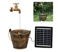 (SOLAR BUCKET TAP FOUNTAIN) GEEZY Solar LED Outdoor Garden Water Feature Cascading Fountain Statue Home Decoration