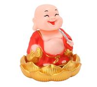 Solar Buddha Statue,Buddha Car Ornament,Nodding Maitreya Car Ornament Decoration Shaking Head Toy for Wealth and Fortune (Red)