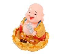 Solar Buddha Statue,Buddha Car Ornament,Nodding Maitreya Car Ornament Decoration Shaking Head Toy for Wealth and Fortune (Golden)