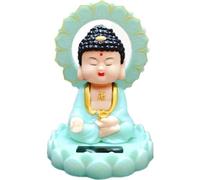 Solar Buddha Statue Nodding Buddha Figure Decorative Buddha Car Interior Mascot Feng Shui Decor for Buddha Enthusiasts