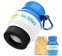 Solar Buddies Bag Bundle & Carabina Clip - Full Blue - Refillable Roll on Sponge Sunscreen, Suncream & Lotion Applicator For Kids, Adults & Families - Holds 3.4fl oz, Perfect Size for Travel