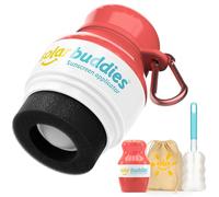 Solar Buddies Grab & Go Travel Bundle, Carabina Clip & Cleaning Brush - Single Full Red - Refillable Roll on Sponge Sunscreen, Suncream & Lotion Applicator for Kids, Adults & Families - Holds 100ml