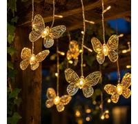 Solar Butterfly Curtain Lights Outdoor, Waterproof Cascading Fairy Lights with Remote Control, 8 Lighting Modes,Adjustable Brightness for Garden Patio Pergola Wedding Party,Transparent 4M 20LEDs