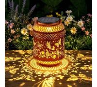 Solar Butterfly Lantern Light, Metal Hollow Outdoor Garden Lantern with Handle, IP44 Waterproof Solar Lamp, 0.5W Energy Saving Light for Patio, Lawn, Balcony & Pathway Decoration [Energy Class