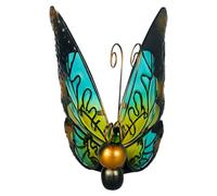 Solar Butterfly Lights - Iron Glass | 10.24 Inch Colorful Outdoor Decor - Durable Solar Powered Butterfly Ornament Emits Vibrant Light and Resists Rain and Snow, P
