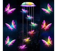 Solar Butterfly Wind Chimes, Color Changing Solar Butterfly Lights Waterproof Outdoor Garden Lights Hanging LED Multi-Color Light Cover Wind Chime Lights Gift for Mom, Grandma,Christmas Outdoor Decor