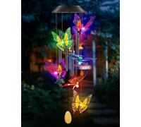 Solar Butterfly Wind Chimes - Purple Yellow