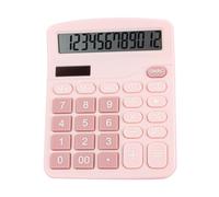 Solar Calculator Large Display Dual Power Office Desktop Tool | Durable ABS material with dual power features for accountants and students designed for office Pink