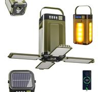 Solar Camp Light with Emergency, Foldable 4-Leaf Solar Camping Lantern, Collapsible Portable LED Camping Lantern with 6 Lighting Modes, Rechargeable Waterproof Tent Light for Garden, Outdoor