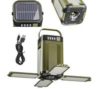 Solar Camp Light with Emergency, Foldable 4-Leaf Solars Camping Lantern, Solar LED Camping Lantern, Portable Hanging Camping Lights, IPX4 Waterproof USB Rechargeable for Outdoor Hiking