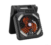 Solar Camping Fan and LED Lantern Featuring 5200mAh Rechargeable Battery (Black)