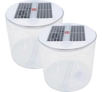 Solar Camping Lantern 2Pcs Waterproof Inflatable Solar Lantern Portable Warm White Light Powered Foldable Lamp with Handle for Camping, Hiking, Travel