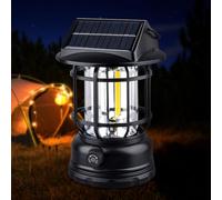 Solar Camping Lantern,Battery Powered LED Camping Light,COB High Brightness Waterproof Vintage Portable Tent Light for Indoor Outages Hiking Emergency