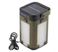 Solar Camping Lantern Foldable 4-Leaf with 6 Modes IPX4 Waterproof for Tent Hiking Fishing Green
