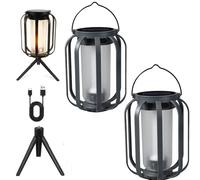 Solar Camping Light, Flame Effect Outdoor Light, Ip65 Waterproof Solar Light, Automatic Switch Garden Light, Usb-c Rechargeable Camping Light (2pcs)