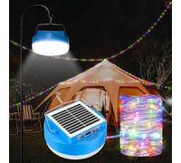 Solar Camping String Lights, 11 in 1 Upgraded Quick Storage 32.8FT Rechargeable Fairy Light Outdoor Tent, IP67 Waterproof Portable LED Balcony Lamp for Patio Garden Party Wedding Decor Emergency