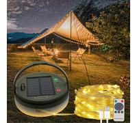 Solar Camping String Lights, 4 in 1 Remote 32.8 FT Christmas Fairy Lights | Portable Waterproof Camp LED Lamp with 8 Mode, Hanging Rechargeable Tent Lantern for Garden Party Xmas Decorations Essentials