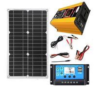 Solar Capacity Kit with Smart Charge Control - 18W Waterproof Panel, 30A Controller, 500W Inverter, LCD Status Screen, Auto Charge/Discharge Management | Solar System ForHome, RV, Cabin