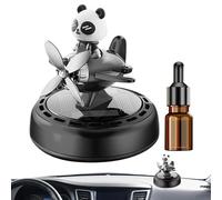 Solar Car Air Freshener, Panda Rotating Odor Eliminator, Airplane Scent Refresher, Refillable Car Deodorizer, Long-Lasting Solar-Powered Scents for Auto Truck Van