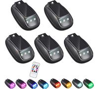 Solar Car Roof RGB Strobe Light with Remote Control, Car Roof RGB Strobe Light, Rechargeable & Solar Waterproof Smart Sensing Marker Light for Night Driving, Motorcycle, Vehicle, Truck Use (5pcs)