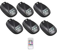Solar Car Roof RGB Strobe Light with Remote Control, Car Roof RGB Strobe Light, Rechargeable & Solar Waterproof Smart Sensing Marker Light for Night Driving, Motorcycle, Vehicle, Truck Use (6pcs)
