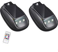 Solar Car Roof RGB Strobe Light with Remote Control, Car Roof RGB Strobe Light, Rechargeable & Solar Waterproof Smart Sensing Marker Light for Night Driving, Motorcycle, Vehicle, Truck Use (2pcs)