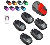 Solar Car Roof RGB Strobe Light with Remote Control,Waterproof 8 Colors Wireless LED Strobe Lights,Smart Sensing Cab Marker Light for Motorcycle,Vehicle,Truck Use,Night Driving (5PCS)